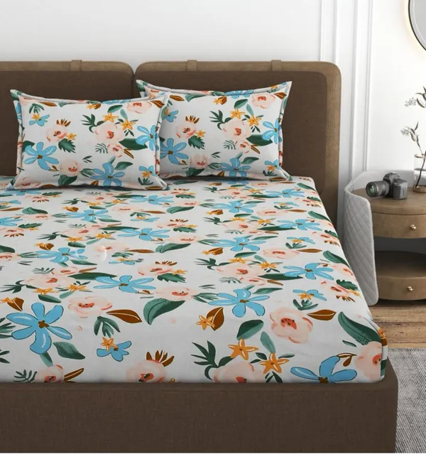 ANKUR_FLORAL_220_TC_Fitted_Elastic_Bedsheet_with_Two_Pillow_Covers_(72X78X_Upto_10_Inches)_&_360_Degree_Elasticated