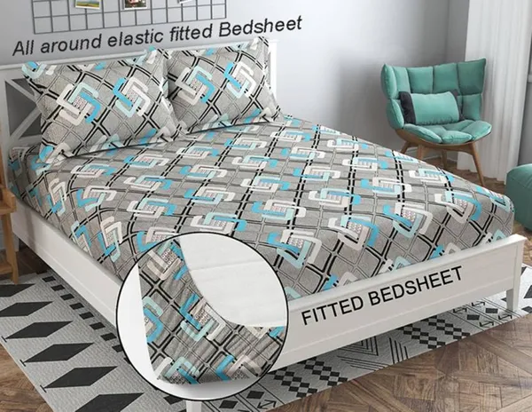 SWASTIK_Fitted_Bedsheet_with_2_Pillow_Covers_(72X78X_Upto_10_Inches)_&_360_Degree_Elasticated