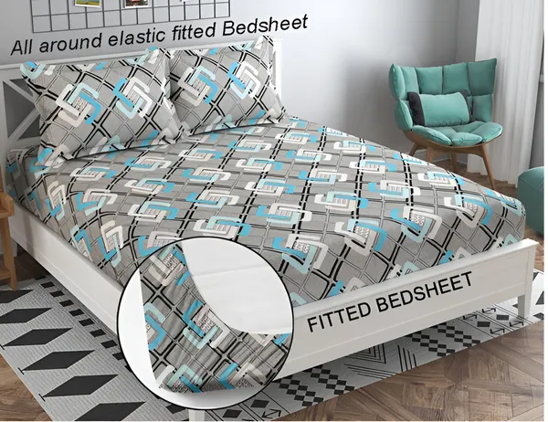 SWASTIK_Fitted_Bedsheet_with_2_Pillow_Covers_(72X78X_Upto_10_Inches)_&_360_Degree_Elasticated