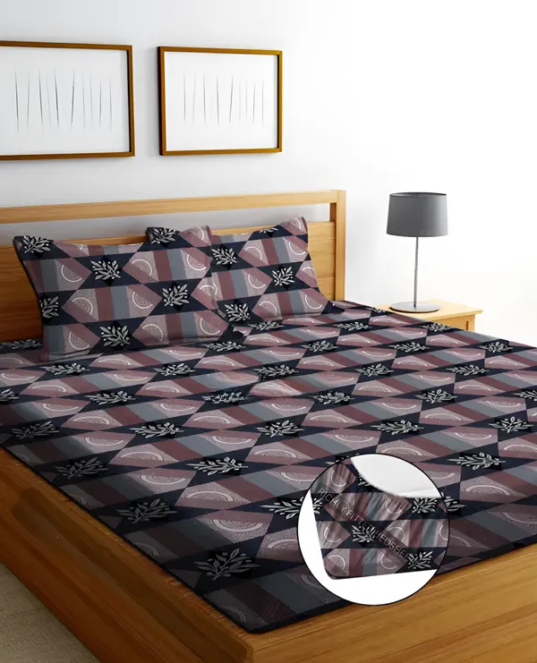 BROWN_BOX_220_TC_Fitted_Elastic_Bedsheet_with_Two_Pillow_Covers_(72X78X_Up_to_10_Inches)_&_360_Degree_Elasticated