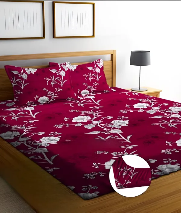 Floral_Premium__Fitted_Elastic_Bedsheet_With_Two_Pillow_Covers__(72X78X_Upto_10_Inches)_&_360_Degree_Elasticated