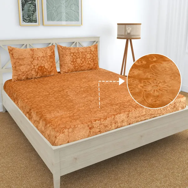 PREMIUM_500_TC_HEAVY_VELVET_WARM__FITTED_BEDSHEET_WITH_ELASTIC_ALL_AROUND_having_Embossing_Floral_design
