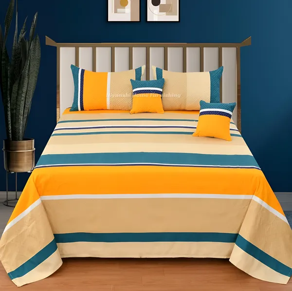 Premium_5-Piece_Cotton_Bedding_Set:_Includes_1_Flat_Bedsheet,_2_Quilted_Zipped_Pillow_Covers,_2_Quilted_Cushion_Covers,_and_2_Cushion_Fillers