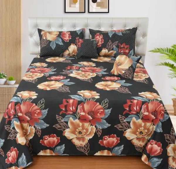 Premium_5-Piece_Cotton_Bedding_Set:_Includes_1_Flat_Bedsheet,_2_Quilted_Zipped_Pillow_Covers,_2_Quilted_Cushion_Covers,_and_2_Cushion_Fillers