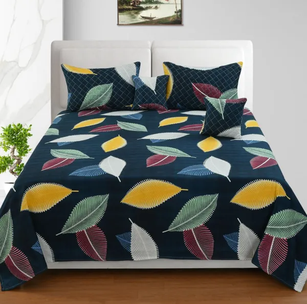 Premium_5-Piece_Cotton_Bedding_Set:_Includes_1_Flat_Bedsheet,_2_Quilted_Zipped_Pillow_Covers,_2_Quilted_Cushion_Covers,_and_2_Cushion_Fillers