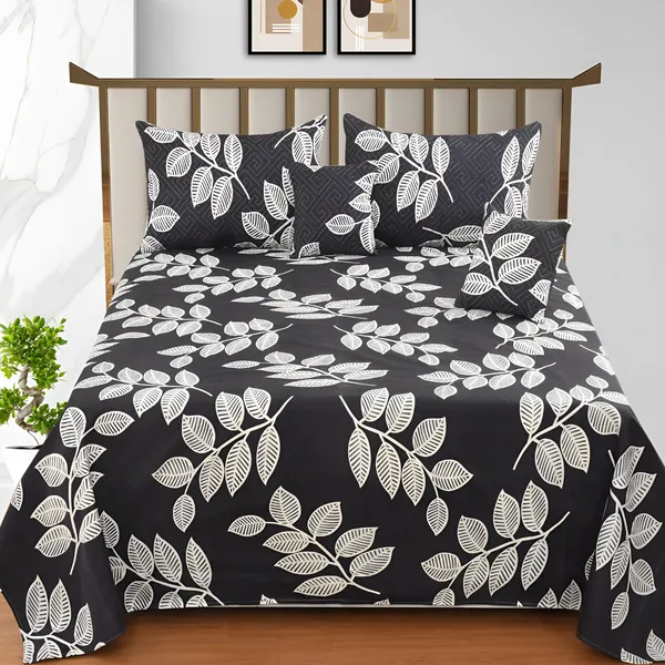 Premium_5-Piece_Cotton_Bedding_Set:_Includes_1_Flat_Bedsheet,_2_Quilted_Zipped_Pillow_Covers,_2_Quilted_Cushion_Covers,_and_2_Cushion_Fillers