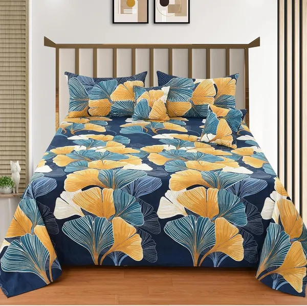 Premium_5-Piece_Cotton_Bedding_Set:_Includes_1_Flat_Bedsheet,_2_Quilted_Zipped_Pillow_Covers,_2_Quilted_Cushion_Covers,_and_2_Cushion_Fillers