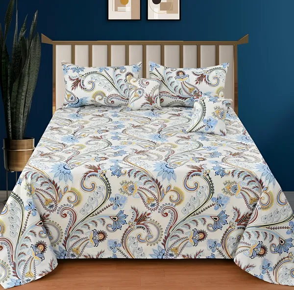 Premium_5-Piece_Cotton_Bedding_Set:_Includes_1_Flat_Bedsheet,_2_Quilted_Zipped_Pillow_Covers,_2_Quilted_Cushion_Covers,_and_2_Cushion_Fillers
