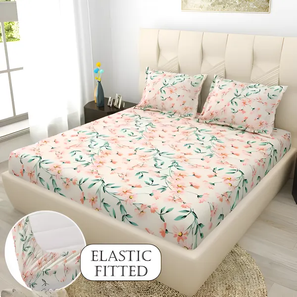 JAIPURI_INDIAN_Premium_Fitted_Elastic_Bedsheet_with_Two_Pillow_Covers_(72X78X_Up_to_10_Inches)_&_360_Degree_Elasticated