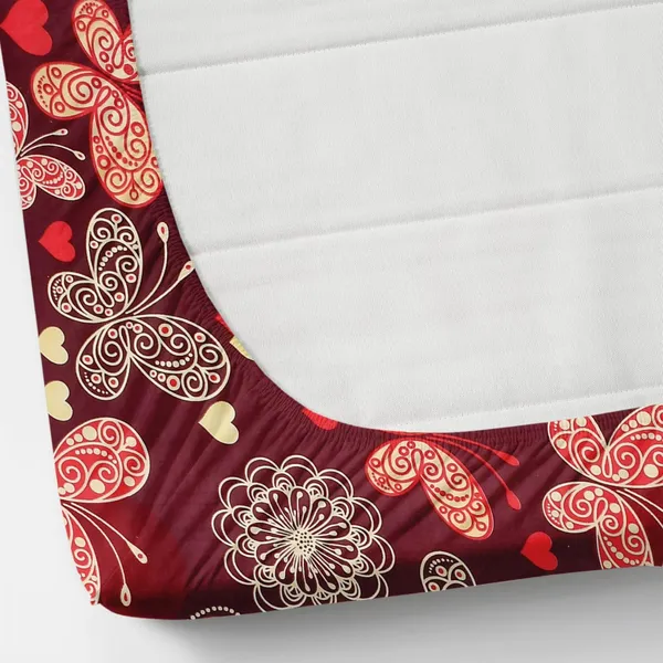 220_TC_Red_Butterfly_Single_Bed_Fitted_Bedsheet_Having_Size_36X72_(Fits_Upto_8_Inches_Of_Mattress)