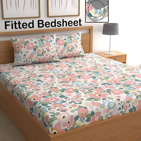 CHHAVI_INDIA_Premium_Fitted_Elastic_Bedsheet_with_Two_Pillow_Covers_(72X78X_Up_to_10_Inches)_&_360_Degree_Elasticated