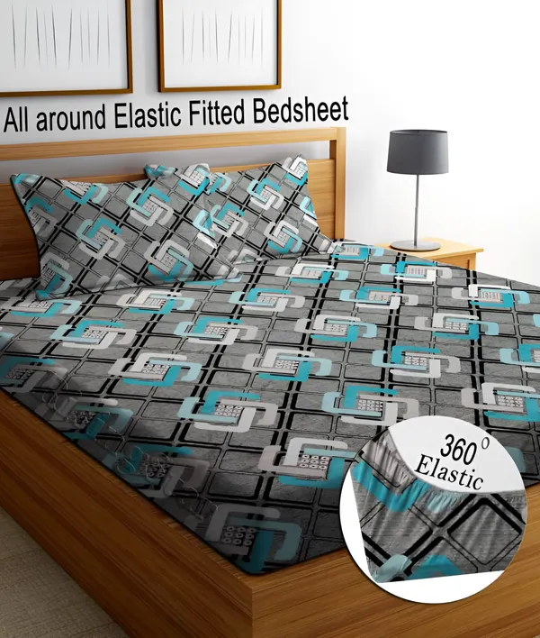 SWASTIK_220_TC_Fitted_Elastic_Bedsheet_with_Two_Pillow_Covers_(72X78X_Up_to_8_Inches)_&_360_Degree_Elasticated