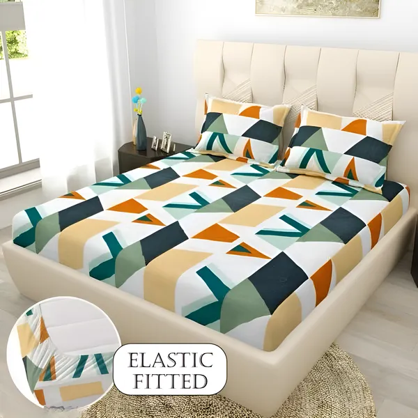 Geometric_Print_Premium__Fitted_Elastic_Bedsheet_With_Two_Pillow_Covers__(72X78X_Upto_10_Inches)_&_360_Degree_Elasticated