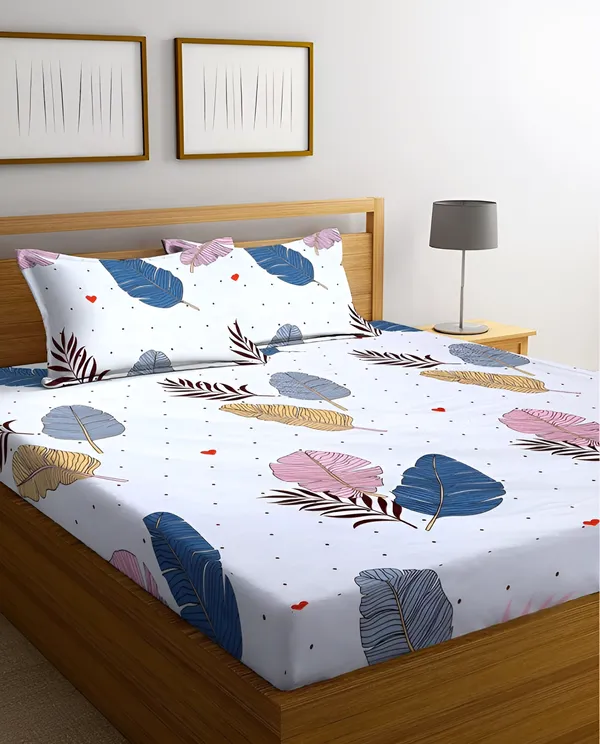 220_TC_Floral__Fitted_Elastic_Bedsheet_With_Two_Pillow_Covers_(72X78X_Upto_10_Inches)_&_360_Degree_Elasticated