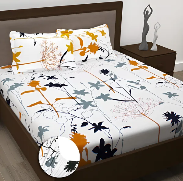 STORY_HOME_Premium_Fitted_Elastic_Bedsheet_with_Two_Pillow_Covers_(72X78X_Upto_10_Inches)_&_360_Degree_Elasticated