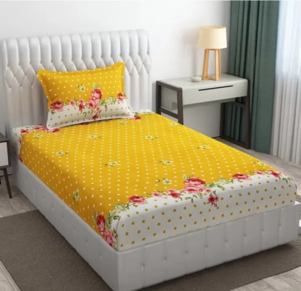 220_TC_Yellow_Single_Bed_Fitted_Bedsheet_Having_Size_36X72_(Fits_Upto_8_Inches_Of_Mattress)