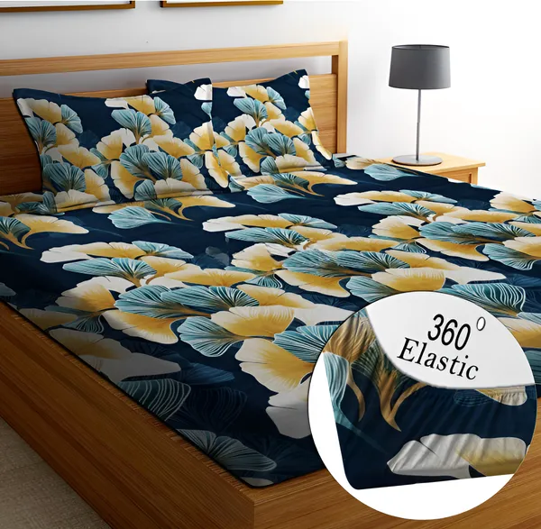KOHLI-FIT_Premium_Fitted_Elastic_Bedsheet_with_Two_Pillow_Covers_(72X78X_Up_to_10_Inches)_&_360_Degree_Elasticated