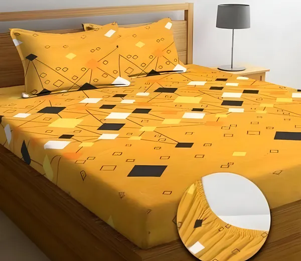 YELLOW_FAMOUS_Premium_King_Size_Fitted_Bedsheet_(72X78X_Upto_10_Inches)_&_360_Degree_Elasticated