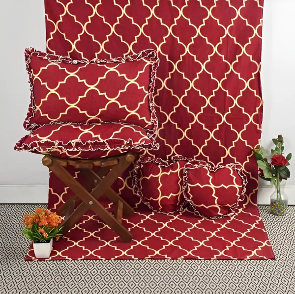Premium_5-Piece_Cotton_Bedding_Set:_Includes_1_Flat_Bedsheet,_2_Frilled_Zipped_Pillow_Covers,_2_Frilled_Cushion_Covers,_and_2_Cushion_Fillers