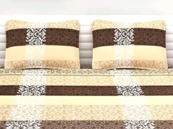 CREAM_N_BROWN_Premium_Fitted_Bedsheet_with_2_Pillow_Covers_(72X78X_Upto_10_Inches)_&_360_Degree_Elasticated