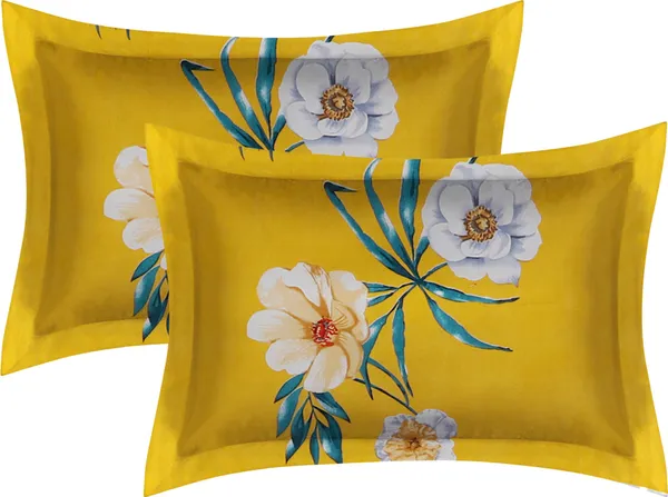 YELLOW_FLOWER_Premium_Fitted_Elastic_Bedsheet_with_Two_Pillow_Covers_(72X78X_Up_to_10_Inches)_&_360_Degree_Elasticated