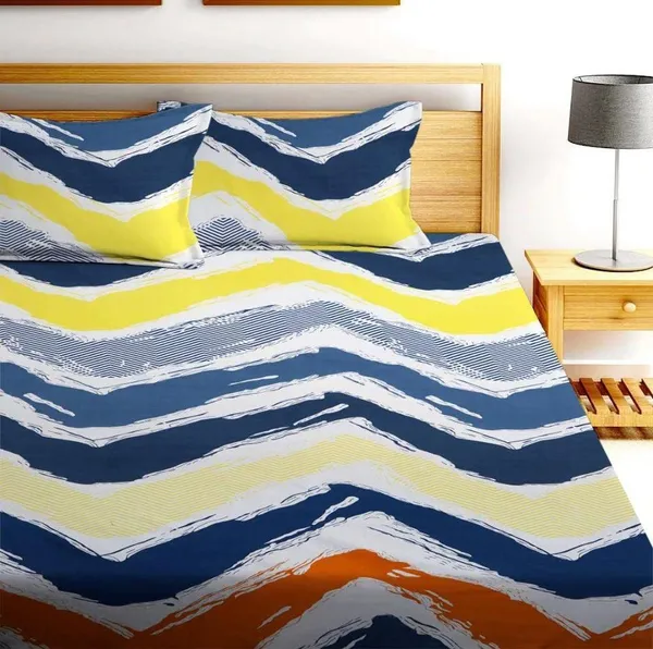MULTI_LEHER_Premium_Fitted_Elastic_Bedsheet_with_Two_Pillow_Covers_(72X78X_Up_to_10_Inches)_&_360_Degree_Elasticated