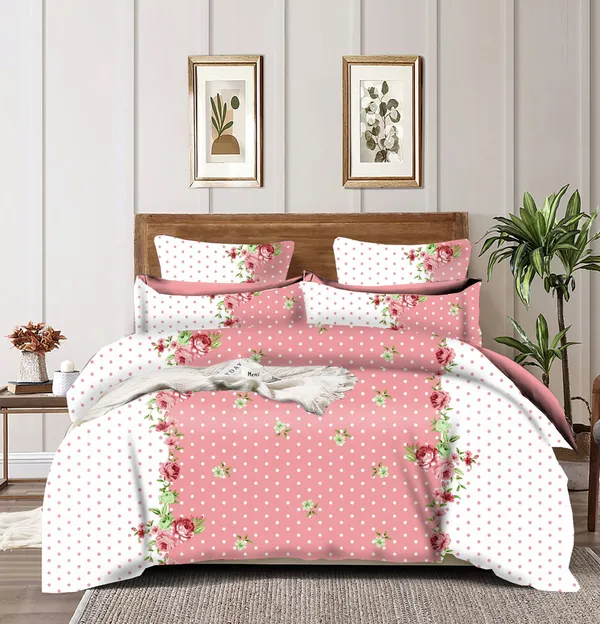 PINK_DOT_Premium_Fitted_Elastic_Bedsheet_with_Two_Pillow_Covers_(72X78X_Up_to_10_Inches)_&_360_Degree_Elasticated