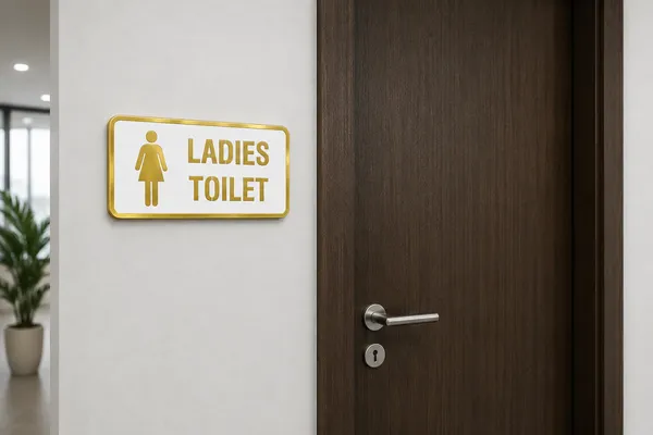 Ladies_Toilet_Acrylic_White_Golden_Signage