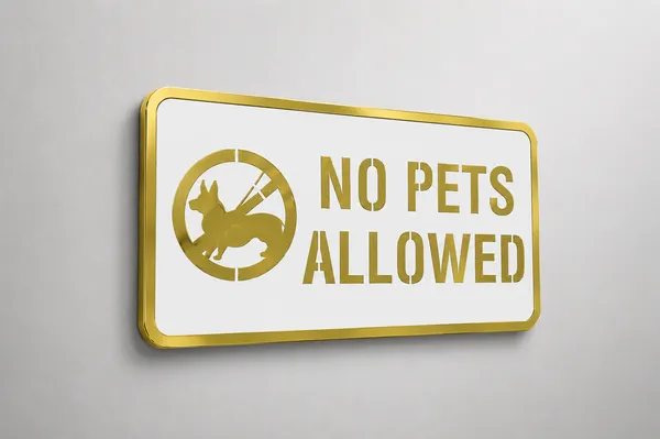 NO_PETS_ALLOWED_ACRYLIC_WHITE_GOLDEN_PLATE