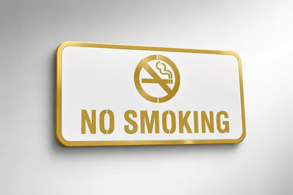 No_Smoking_Acrylic_White_and_Golden_Plate
