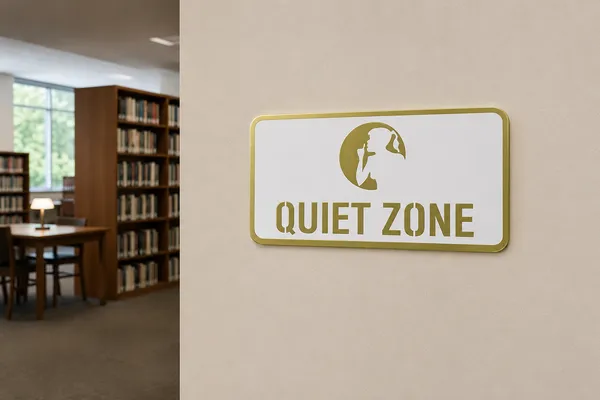 Quiet_Zone_Acrylic_White_Golden_Signage