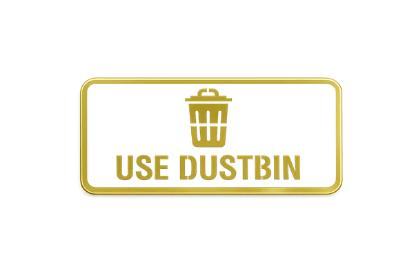 Use_Dustbin_Acrylic_White_Golden_Signage