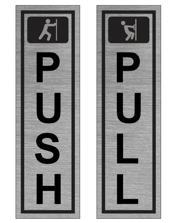 Stainless_Steel_"PUSH_/_PULL"_Signage_Set(5_Inch_X_1.5_Inch)