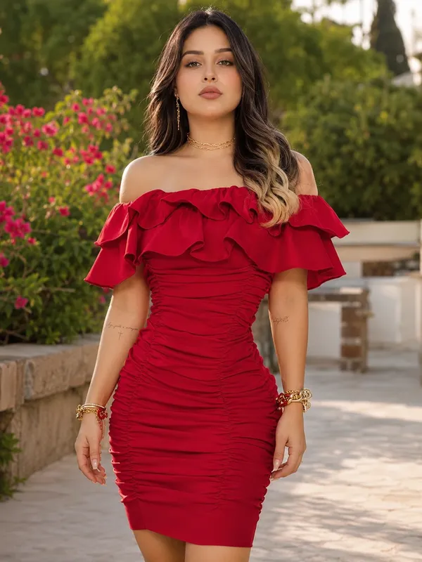 The_'Tuscan_Sunset'_Ruffled_Mini_Dress
