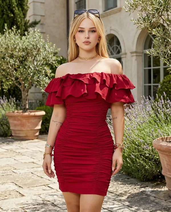The_'Tuscan_Sunset'_Ruffled_Mini_Dress