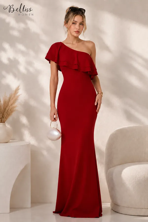 Scarlet_Whisper_One-Shoulder_Ruffle_Gown