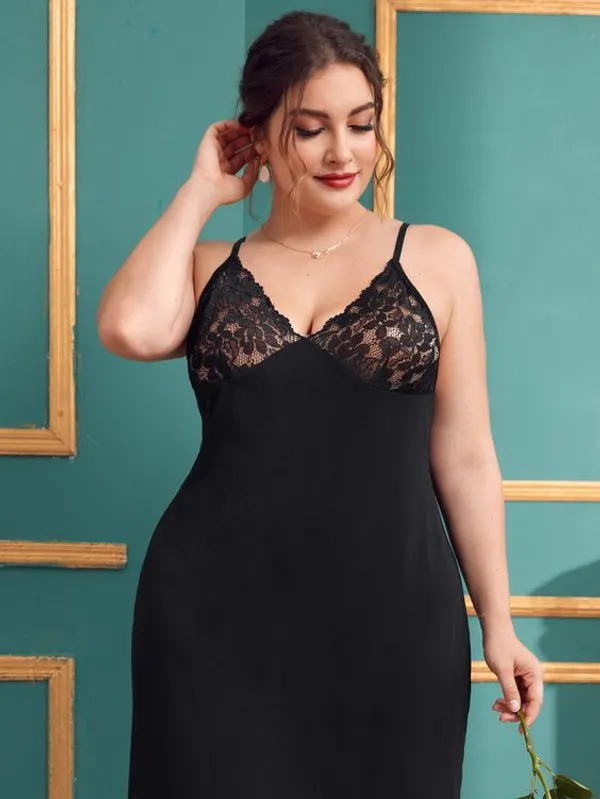 Belliss women Plus Contrast Lace Cami Night Dress Price in India Buy Belliss women Plus Contrast Lace Cami Night Dress online at bellisswomen