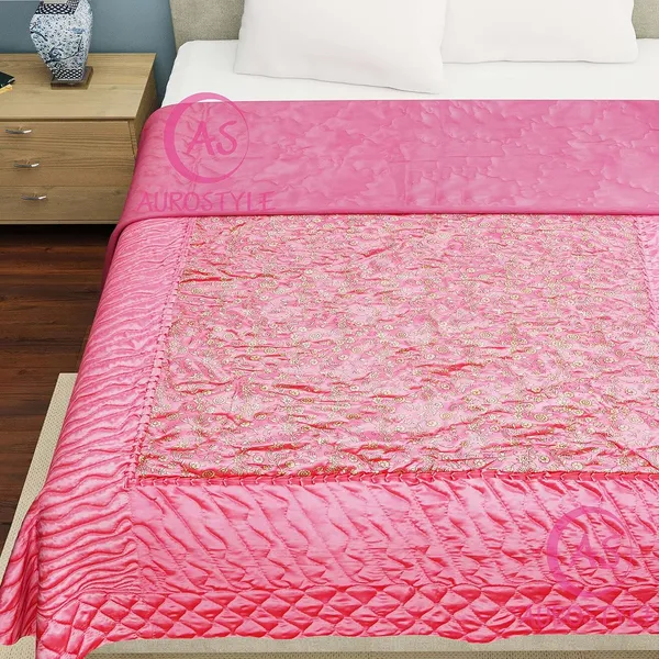 Pure_Satin_Deluxe_VIP_Machine_Stitched_Traditional_Jaipuri_Gold_Printed_AC_Comforter/Blanket/Quilt_Double_Bed(90_x_108_Inch)_(Pink)