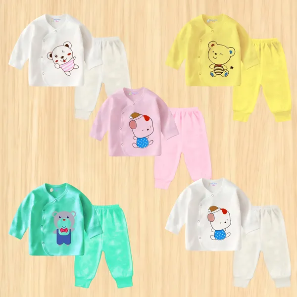 Multicolor_Soft_Cotton_New_Born_Baby_Dress_(Pack_Of_5)