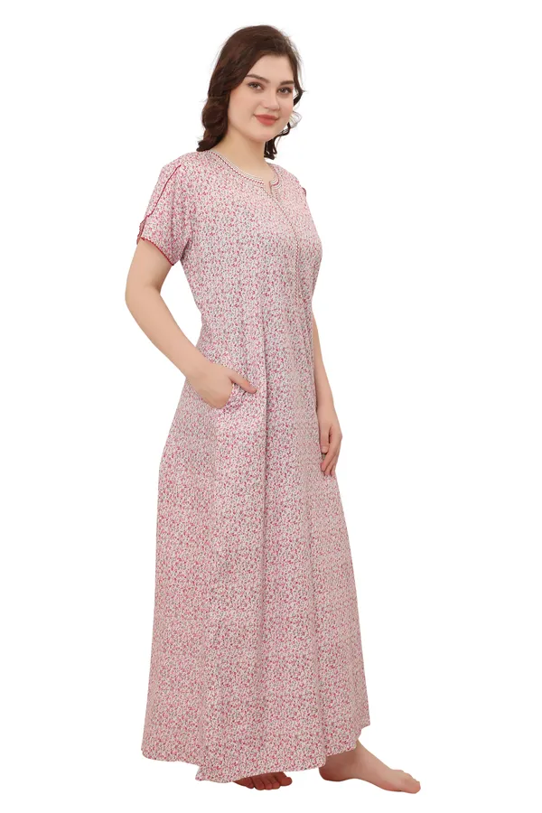 Woman`_S__Pure_Cotton_Half_Sleeve_Summer_Nighty_with_side_pocket