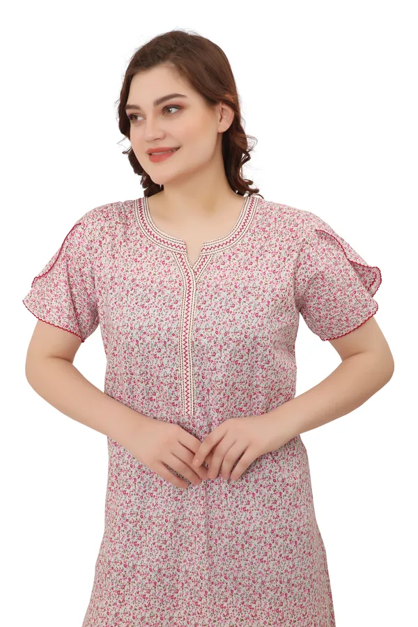 Woman`_S__Pure_Cotton_Half_Sleeve_Summer_Nighty_with_side_pocket