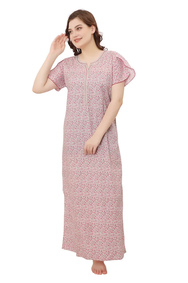 Woman`_S__Pure_Cotton_Half_Sleeve_Summer_Nighty_with_side_pocket