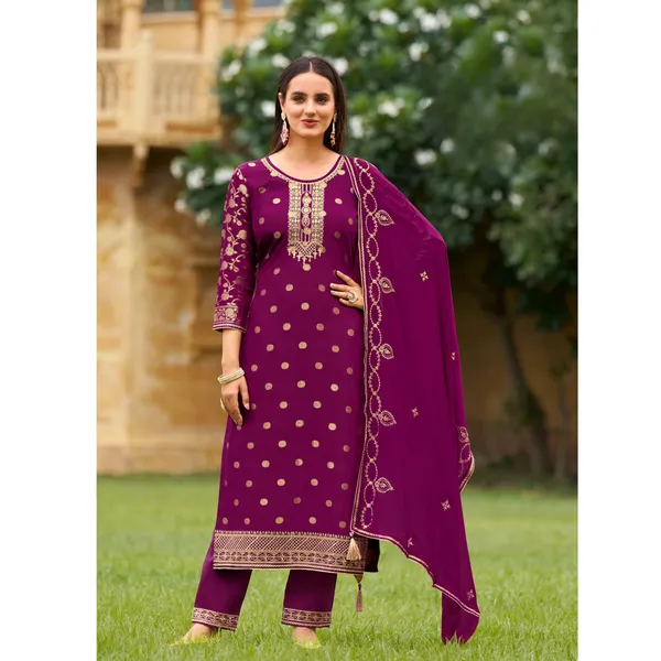Maroon_Cotton_Rayon_Solid_Kurta_Pant_And_Dupatta_Set_For_Women