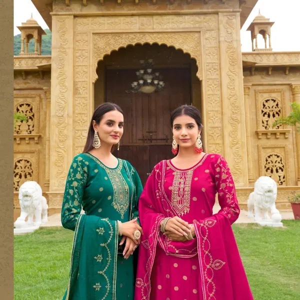 Pink_Cotton_Rayon_Kurta_Pant_And_Dupatta_Set_For_Women