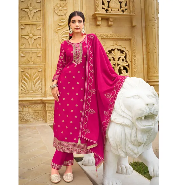 Pink_Cotton_Rayon_Kurta_Pant_And_Dupatta_Set_For_Women