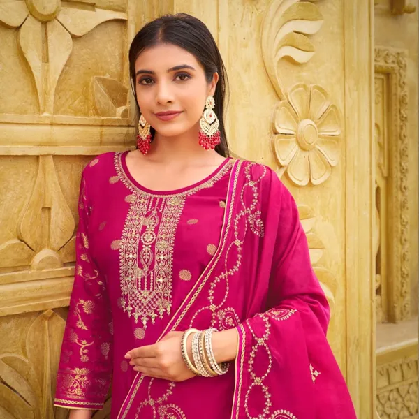 Pink_Cotton_Rayon_Kurta_Pant_And_Dupatta_Set_For_Women