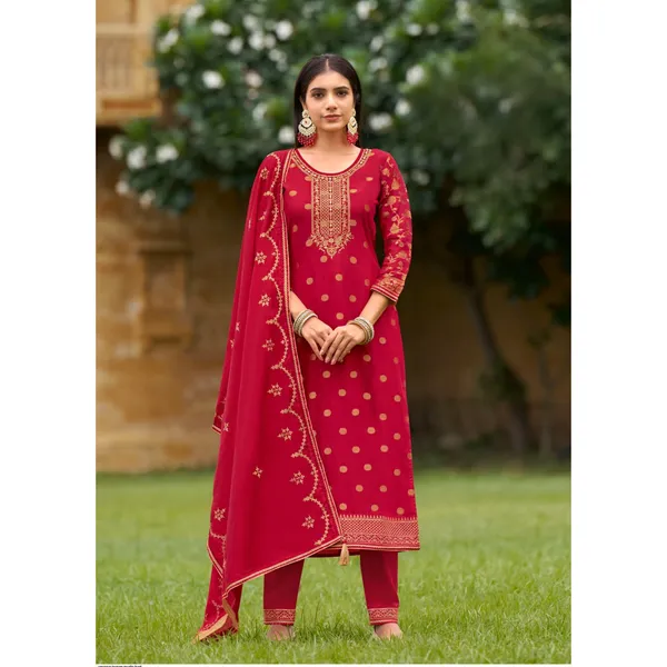 Red_Cotton_Rayon_Kurta_Pant_And_Dupatta_Set_For_Women