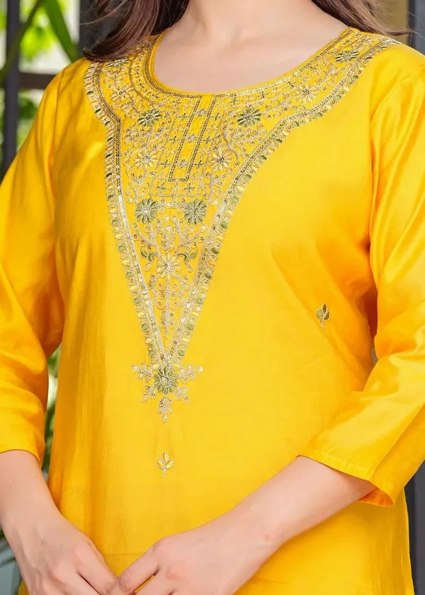 Yellow_Cotton_Silk_Embroidered__Kurta_Pant_And_Dupatta_Set_For_Women