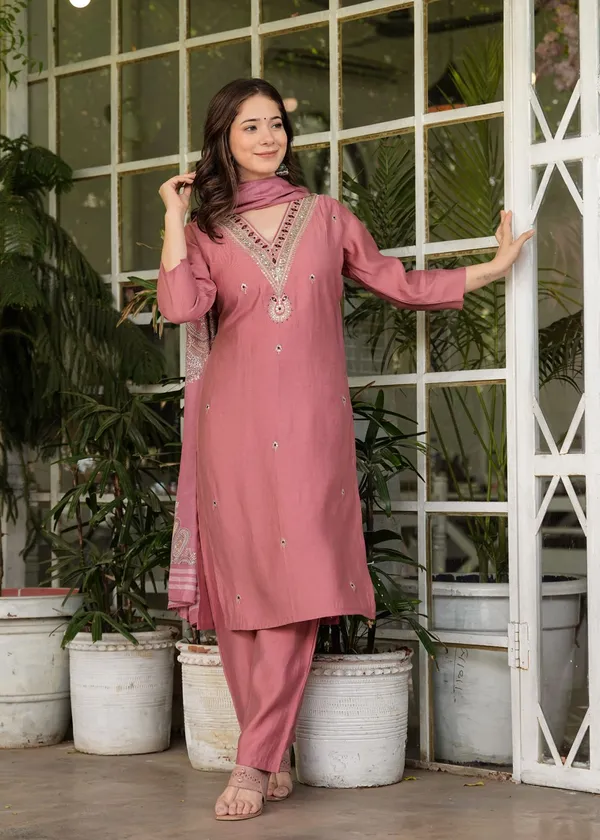 Pink_Cotton_Embroidered_And_Printed_Silk_Kurta_Pant_And_Dupatta_Set_For_Women