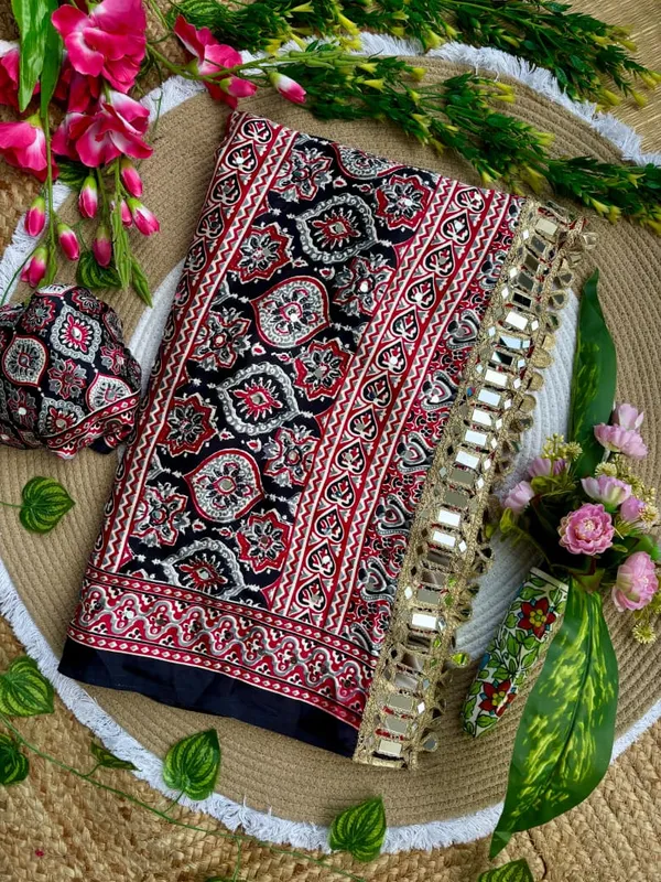 Black_Ajarakh_Print_Mirror_Work_Saree
